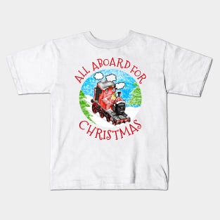 Steam Train All Aboard For Christmas Xmas 2022 Kids T-Shirt